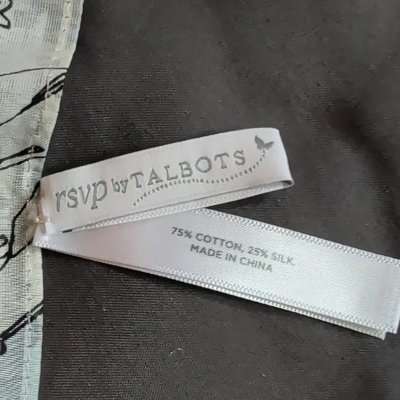 Talbots 75% Cotton and 25 % Silk Scarf with Floral and Butterfly Design - Picture 6 of 6